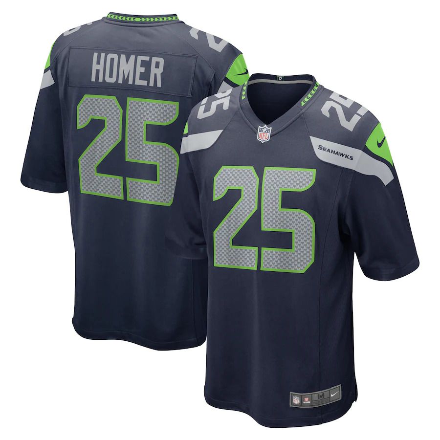 Men Seattle Seahawks #25 Travis Homer Nike College Navy Game NFL Jersey